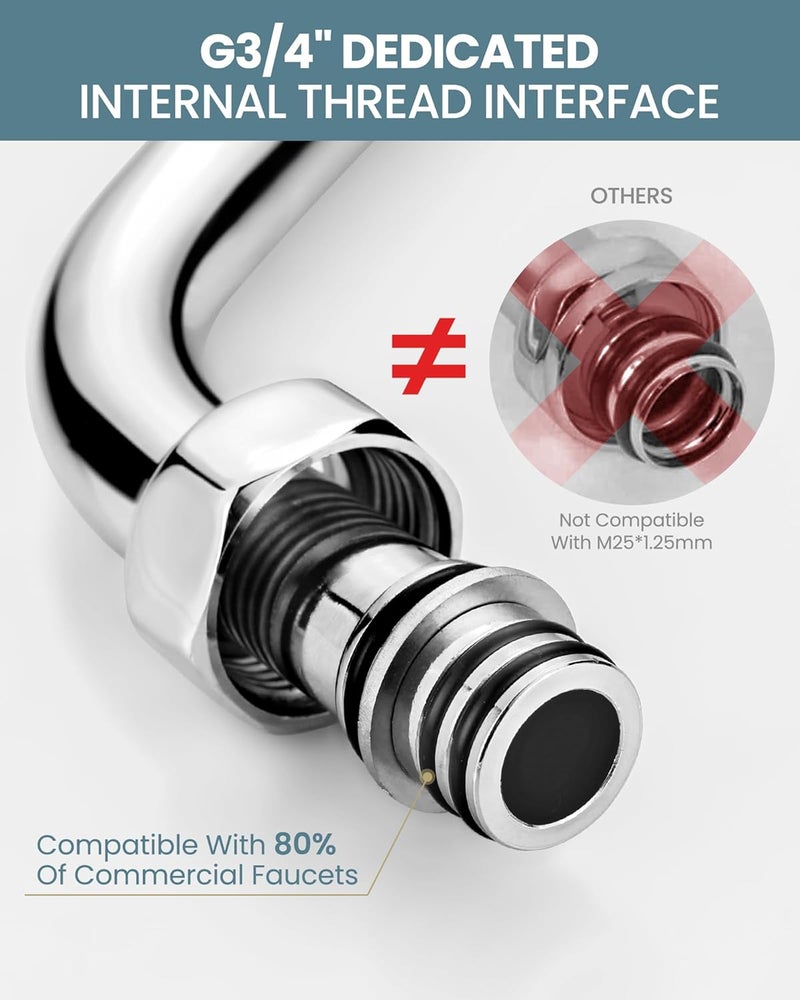 IVIGA ﻿G3/4 Internal Thread 8“ Commercial Faucet Swivel Spout Replacement: Add-on Swing Nozzle Spout - Chrome Polished Spout Replacement Part For Commercial Kitchen Sink Faucet - 1.8gpm/ 2.2gpm Aerator - Image 2